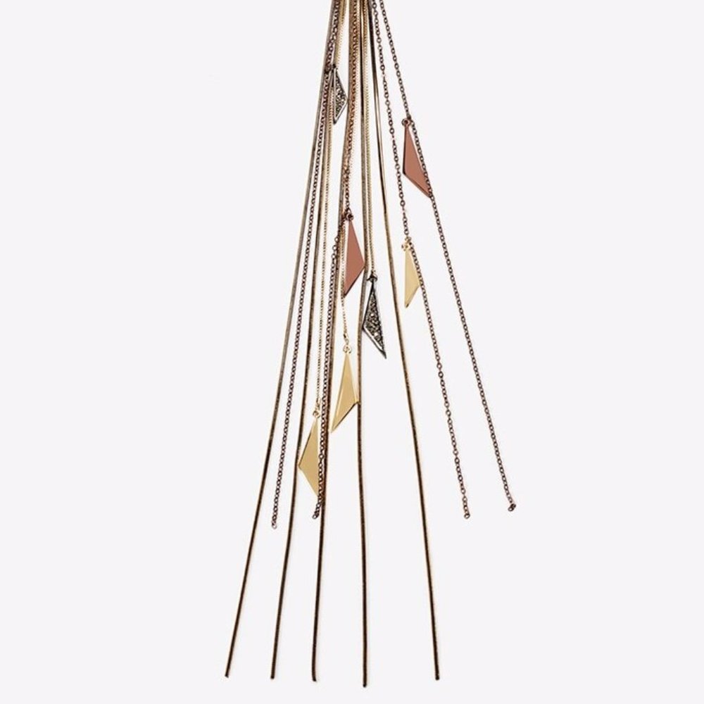 WHITE HOUSE BLACK MARKET WHBM SNAKE CHAIN TASSLE NECKLACE - Picture 5 of 10